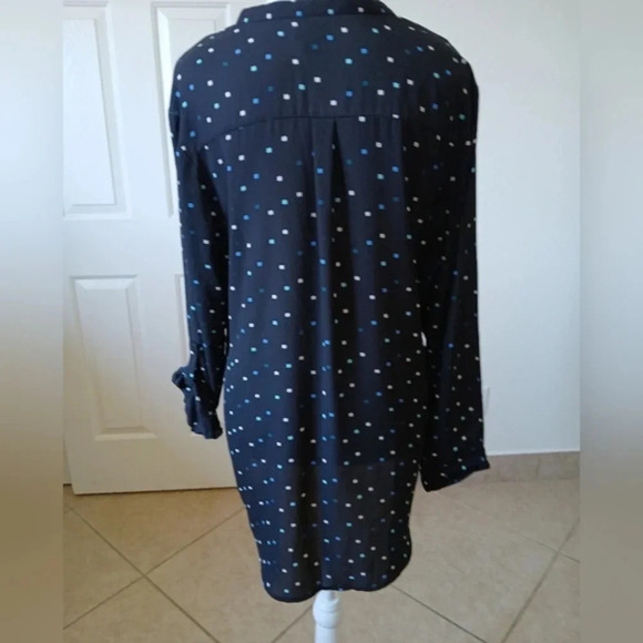 Worthington‎ Womens Tunic Black Roll Tab Sleeve Medium - Picture 2 of 16